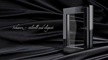 schwarze Fenster von MainFenster - Ausführung in Kunststoff oder Aluminium.